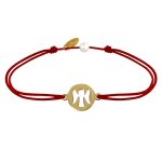 Les poulettes bijoux - bracelet lien mon ange plaqu� or - rouge