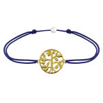 Les poulettes bijoux - bracelet lien arbre de vie plaqu� or - bleu