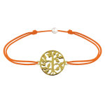 Les poulettes bijoux - bracelet lien arbre de vie plaqu� or - orange