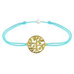 Les poulettes bijoux - bracelet lien arbre de vie plaqu� or - turquoise