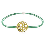 Les poulettes bijoux - bracelet lien arbre de vie plaqu� or - vert