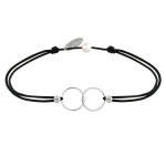 Bracelet lien argent 925 anneaux toi et moi - classics - noir