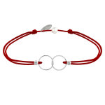 Bracelet lien argent 925 anneaux toi et moi - classics - rouge