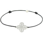 Les poulettes bijoux - bracelet lien argent 925 fleur de strass - classics - noir