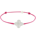 Les poulettes bijoux - bracelet lien argent 925 fleur de strass - classics - fuchsia