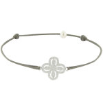 Les poulettes bijoux - bracelet lien argent 925 fleur de strass - classics - gris