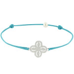 Les poulettes bijoux - bracelet lien argent 925 fleur de strass - classics - turquoi