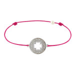 Les poulettes bijoux - bracelet lien argent 925 m�daille porte chance et strass - cl