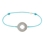 Les poulettes bijoux - bracelet lien argent 925 m�daille porte chance et strass - cl