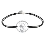 Bracelet lien argent 925 m�daille ronde ajour�e vierge en pri�re