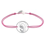 Bracelet lien argent 925 m�daille ronde ajour�e vierge en pri�re - fuchsia
