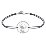 Bracelet lien argent 925 m�daille ronde ajour�e vierge en pri�re - gris