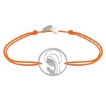 Bracelet lien argent 925 m�daille ronde ajour�e vierge en pri�re - orange