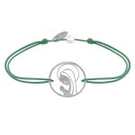 Bracelet lien argent 925 m�daille ronde ajour�e vierge en pri�re - vert