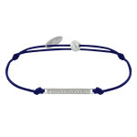 Bracelet lien argent 925 petite barrette de strass - bleu navy