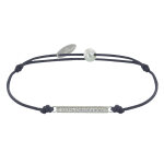 Bracelet lien argent 925 petite barrette de strass - gris