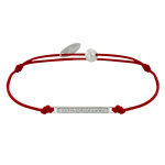 Bracelet lien argent 925 petite barrette de strass - rouge
