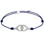 Bracelet lien en argent 925 petites menottes - bleu navy