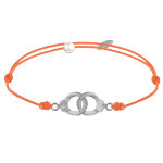 Bracelet lien en argent 925 petites menottes - orange