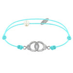 Bracelet lien en argent 925 petites menottes - turquoise