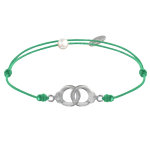 Bracelet lien en argent 925 petites menottes - vert