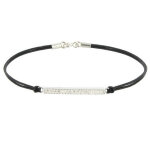 Bracelet lien barrette argent 925 et strass - classics - noir