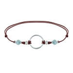 Les poulettes bijoux bracelet lien cercle argent 925 et deux perles facett�es de lar