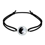 Les poulettes bijoux - bracelet lien elastique m�daille de nacre yin et yang