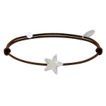 Les poulettes bijoux - bracelet lien etoile d'argent 925 - classics - marron fonc�