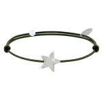 Les poulettes bijoux - bracelet lien etoile d'argent 925 - classics - vert kaki
