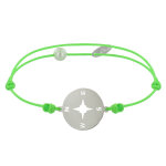 Les poulettes bijoux - bracelet lien fluo m�daille argent 925 ronde rose des vents -