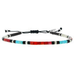 Bracelet lien homme anneaux kingman turquoise, coral, black jet, riverstone