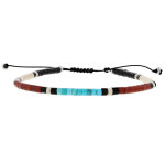 Bracelet lien homme anneaux kingman turquoise, pipestone, black jet, riverstone