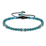 Bracelet lien homme perles rondes acier et apatite