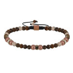 Bracelet lien homme perles rondes acier cuivr et jaspe