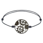 Bracelet lien homme rouages médaille réversible argent 925 et ruthénium - gris Bracelet lien homme rouages médaille réversible argent 925 et ruthénium - gris