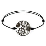Bracelet lien homme rouages mdaille rversible argent 925 et ruthnium - noir