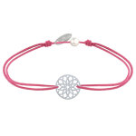 Bracelet lien médaille argent 925 mandala graine de vie - fuchsia Bracelet lien médaille argent 925 mandala graine de vie - fuchsia