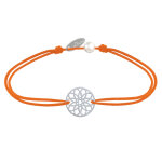 Bracelet lien médaille argent 925 mandala graine de vie - orange Bracelet lien médaille argent 925 mandala graine de vie - orange