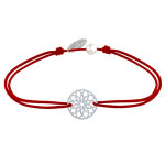 Bracelet lien médaille argent 925 mandala graine de vie - rouge Bracelet lien médaille argent 925 mandala graine de vie - rouge