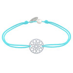 Bracelet lien médaille argent 925 mandala graine de vie - turquoise Bracelet lien médaille argent 925 mandala graine de vie - turquoise
