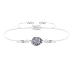 Bracelet lien mdaille argent 925 ovale vierge miraculeuse - blanc