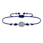 Bracelet lien mdaille argent 925 ovale vierge miraculeuse - bleu navy