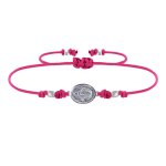 Bracelet lien mdaille argent 925 ovale vierge miraculeuse - fuchsia
