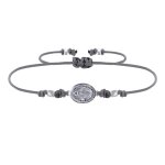 Bracelet lien mdaille argent 925 ovale vierge miraculeuse - gris