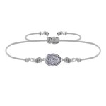 Bracelet lien mdaille argent 925 ovale vierge miraculeuse - gris clair