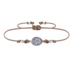 Bracelet lien mdaille argent 925 ovale vierge miraculeuse - marron clair