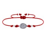 Bracelet lien mdaille argent 925 ovale vierge miraculeuse - rouge