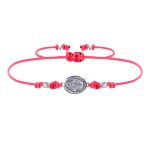 Bracelet lien mdaille argent 925 ovale vierge miraculeuse - rouge fluo