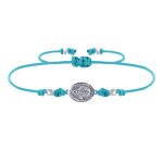 Bracelet lien mdaille argent 925 ovale vierge miraculeuse - turquoise